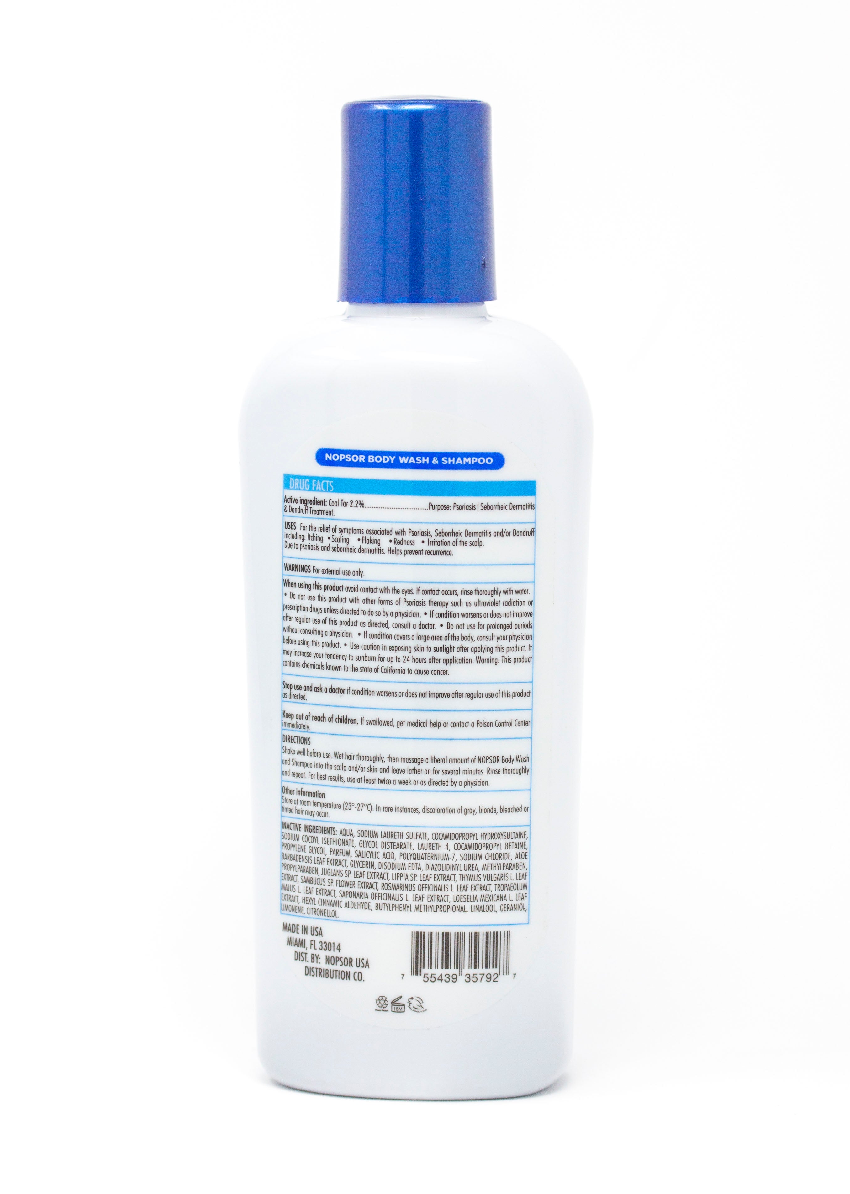 Nopsor Shampoo for psoriasis symptoms - Label